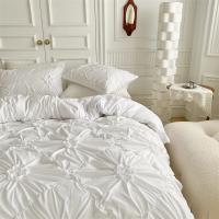 Juego de Ropa de Cama con Flores Torsas de Alta Calidad Duvet Cover Set Pleatado Artesanal Cubierta de Manta Doble para Colchón y Cama Reina - details 1