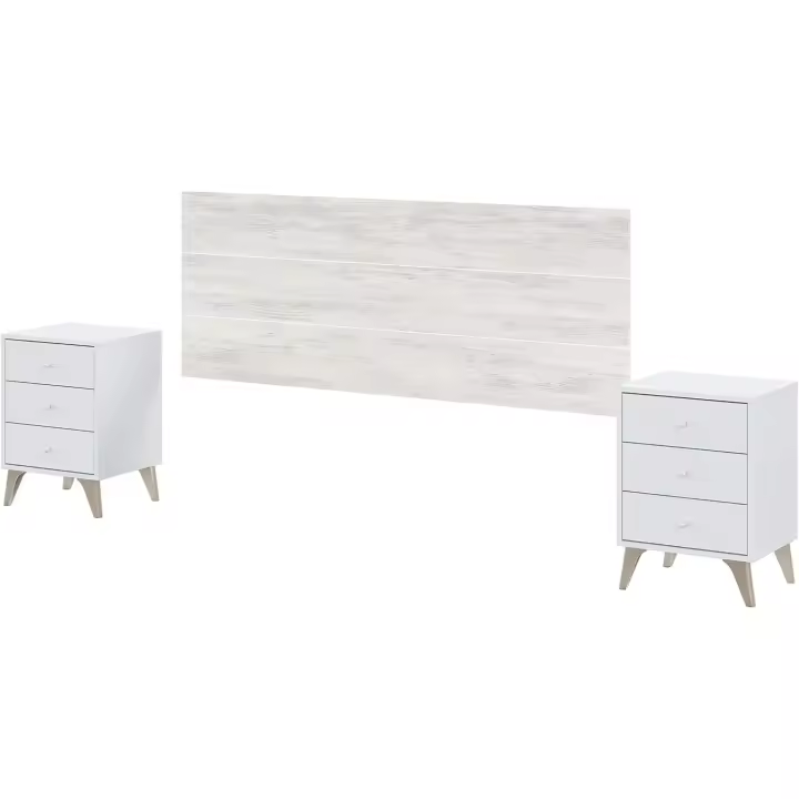 Gabinetes de Cama para Pareja Cabezal + Dos Mesitas de Noche Medidas 272 cm x 116 cm x 33.5 cm - 1