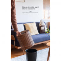 Papelera Retro de ratán, gran capacidad, hogar, cocina, sala de estar, luz de lujo, alta gama, tejido a mano sin tapa - details 1