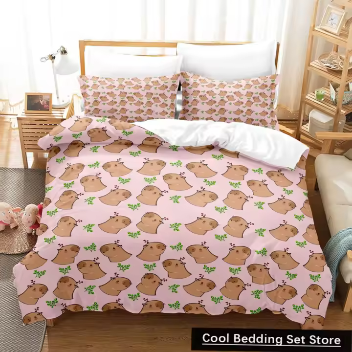 Juego de Ropa de Cama de Capybaras Kawaii 2023 Tamaño Cama Única, Tamaño Completo, Rey - 1