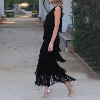 BUNO-Vestidos asimétricos con flecos en los hombros, moda entre las mujeres,Vestido de fiesta de cóctel de primavera y verano, elegante vestido de noche con borlas y flecos para mujer, largo de un hombro para fiesta de cóctel - details 4