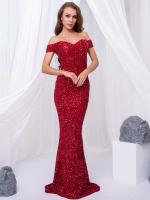 Vestidos de Fiesta Largos con Lentejuelas Cuellos de Aguja Oblicuos Vestidos de Noche Elásticos sin Mangas Rojo, Negro, y Oro - details 7