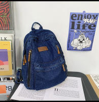 Nueva moda simple tendencia mochila de gran capacidad bolsa de mezclilla duradera universidad escuela secundaria junior escuela secundaria bolsa de estudiante - details 36