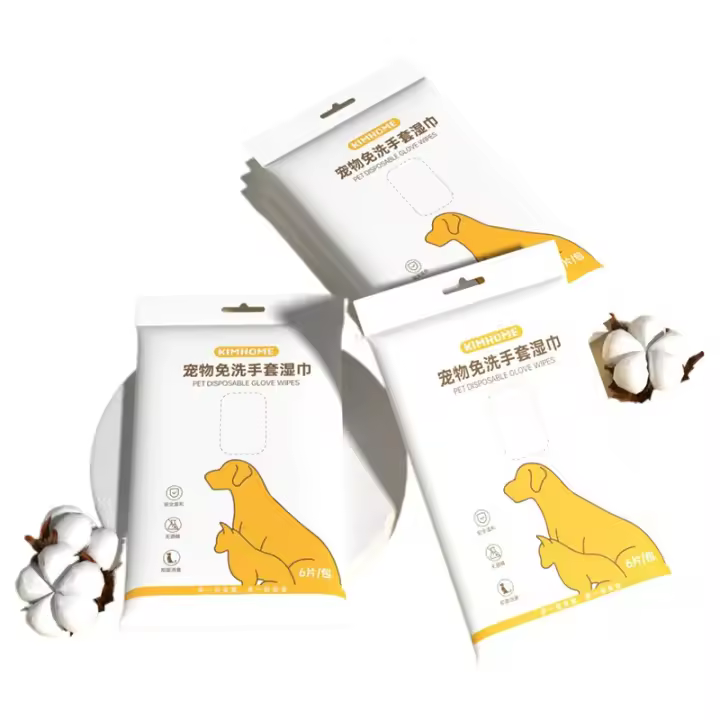 Guantes sin lavado para mascotas, guantes para el cuidado de gatos sin alcohol, baño desechable, toallitas antibacterianas y suaves para mascotas - 1