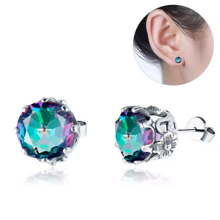 Pendientes de Topacio Misterioso SILVERCHAKRA para Mujeres Joyería Fina Vintage con Piedra Preciosa de Plata 925 Regalo para San Valentín - 1