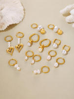 Elegantes pendientes de Perlas de Agua Dulce colgantes de Mujeres colgantes de Maple en todos los colores con pendientes de Anillo Redondo de Amor en stock - details 9
