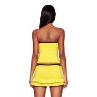 Conjunto de falda con volantes y top tubo sin mangas con cordón ajustable para mujer, novedad de verano F010 - details 4