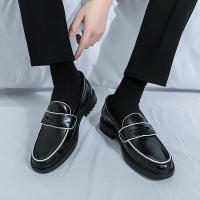 Mocasines de colores británicos para hombre, zapatos informales de tacón bajo con punta redonda de PU, simples y clásicos, de negocios - details 1