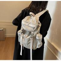 Mochila con cordón para exteriores de estilo coreano, mochila deportiva de nailon de viaje de Color sólido, bolso de hombro impermeable para senderismo de gran capacidad - details 20