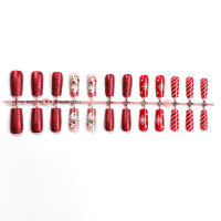 Piezas de uñas hechas a mano sombreros navideños franceses piezas de uñas cortas uñas postizas caja 24 piezas uñas - details 4