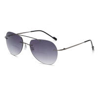 Gafas de sol de lectura bifocales sin montura, lentes de aleación de piloto Retro de doble puente, cómodas, protección UV + 0,75 a + 4 - details 2