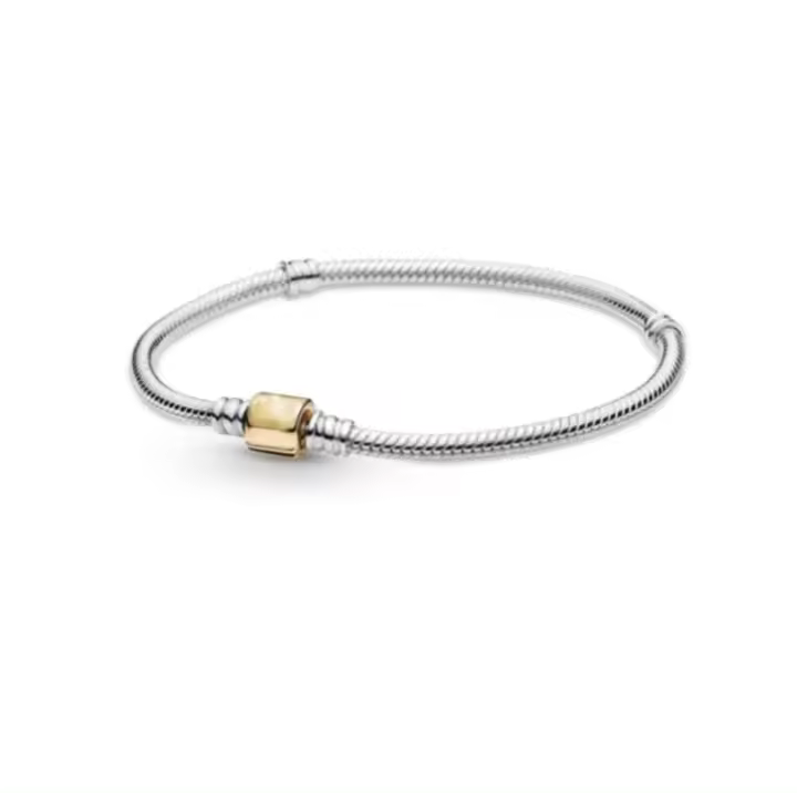 Pulsera Moments con revestimiento de oro de 14 quilates y cadena de serpiente con cierre de barril - 1