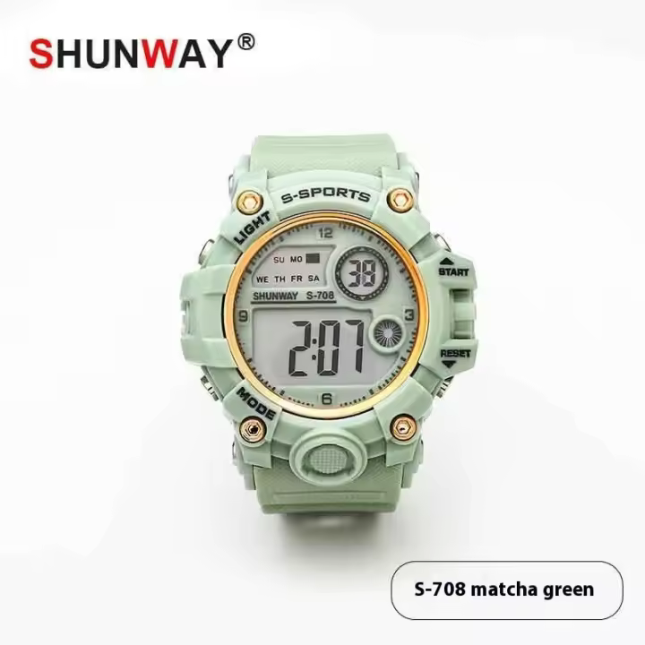 SHUNWAY Nuevo reloj despertador electrónico con luz nocturna deportiva de color gelatina ins reloj multifuncional - 1
