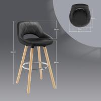 Juego de Taburetes de Cocina Alto 2 Piezas con Resalto y Reposapiés Altos para Bistro, Cafetería y Cocina Funda de Piel Sintética y Patas de Madera Blanco - details 28