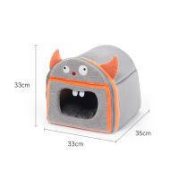 Nido de mascota pequeño de yurta mongol, cama cálida con forma de monstruo de dibujos animados, adecuada para conejo y erizo - details 2