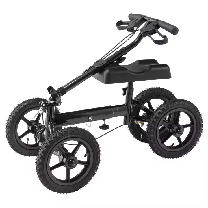 SucceBuy Patinete plegable para rodillas, andador orientable de aluminio con manillar ajustable y rodillera, ruedas todoterreno de 12" - 1