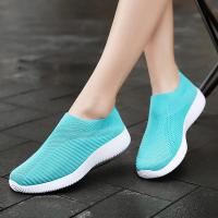 Zapatos de calcetines transpirables para mujer, zapatillas deportivas suaves para caminar, informales, a la moda, color azul - details 8