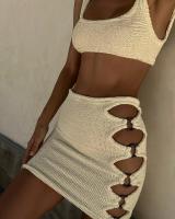 Microbikinis sexis de 3 piezas para mujer, traje de baño unicolor con falda, conjunto de Bikini brasileño, ropa de playa, Bikini tipo Tanga 2025, 2025 - details 2