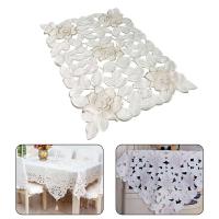 Mesa con bordado floral retro blanco, alfombra Ense, mantel de algodón hueco, decoración de mesa de comedor para el hogar, fiesta de boda - details 16