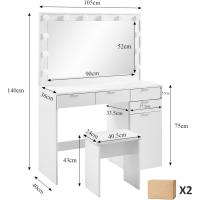 Taburete, Tocador con 4 Cajones y 1 Armario Cerrado para Dormitorio - details 3