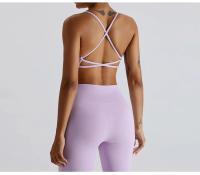 Conjunto de Yoga para Mujeres 2 Piezas Traje de Gimnasio con Sujetador Deportivo Almohadillado Top Corto Leggings de Cintura Alta Sensación Desnuda Material Exterior de Nylon - details 5