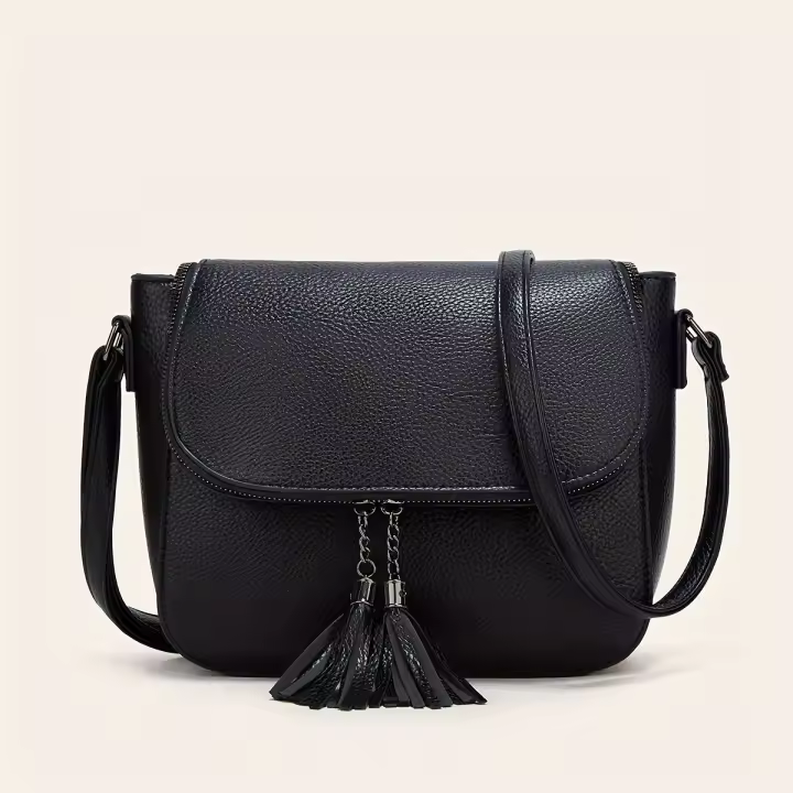 Bolso cruzado elegante y minimalista Cuero sintético, cierre con cremallera, mantenimiento fácil, estilo urbano, duradero Ideal para mujeres y mamás - 1