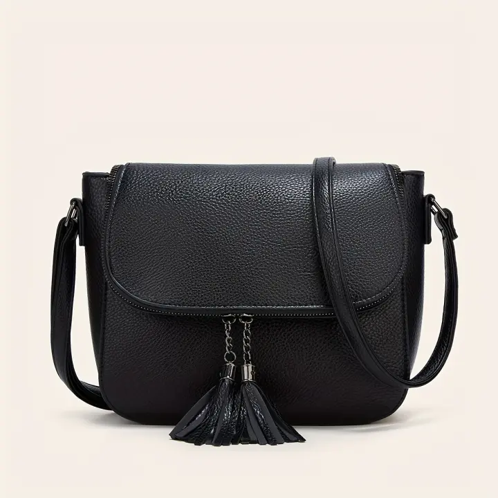 Bolso cruzado elegante y minimalista Cuero sintético, cierre con cremallera, mantenimiento fácil, estilo urbano, duradero Ideal para mujeres y mamás - 1