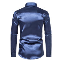 Camisa de vestir de satén de lujo para hombre, esmoquin liso de seda a la moda, informal, para boda, fiesta, graduación y oficina - details 29