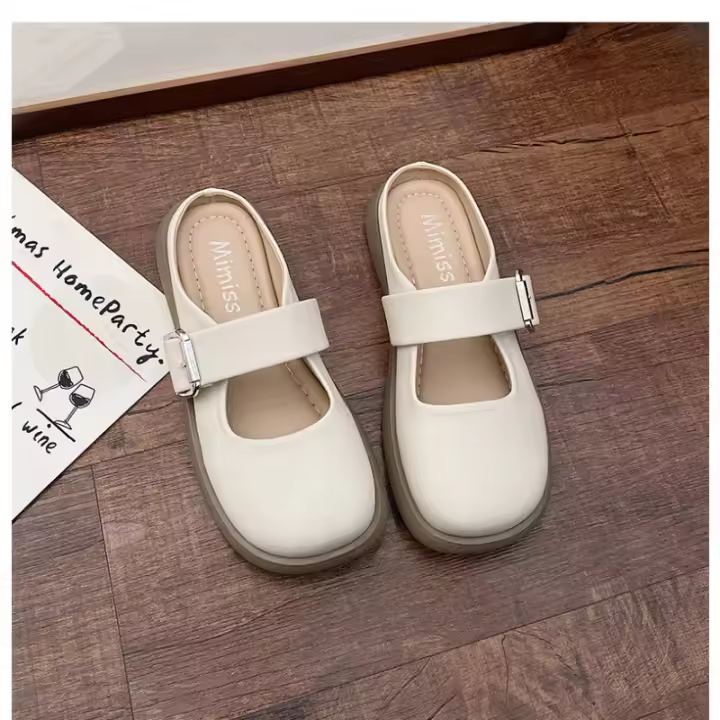 Baotou zapatillas mujer verano desgaste sentido avanzado, la nueva celebridad de Internet super fuego versátil fondo suave medio pie zapatillas - 1