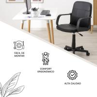 Silla de Oficina ergonómica de Piel sintética Negra, con Ruedas giratorias, reposabrazos, Altura Regulable, de Acero y Espuma Blanda, fácil de Montar y desplazar, 56x48x95 cm - details 6