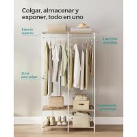 Armario Portátil Plegable Organizador de Ropa con Barras de Colgar Estantes de Almacenamiento con Ganchos Extraíbles Marrón Rústico Tamaño 40 x 94,5 x 180 cm - details 17