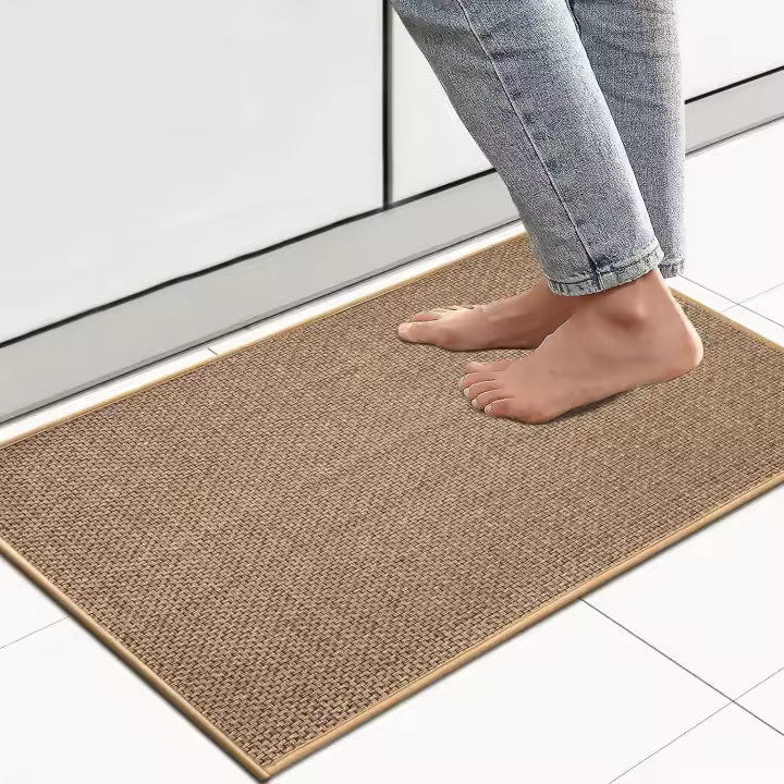 Alfombra de Cocina Antideslizante y Lavable Absorbente de Goma Fácil de Limpiar Tono Beige 16x24cm - 1