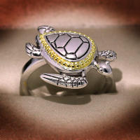 Anillo de plata de ley S925 con forma de tortuga, oro de 14 quilates, diseño de nicho para mujer, joyería de regalo - details 5