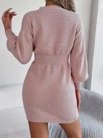 Elegante Vestido de Punto para Mujer Color Sólido, Cuello V, Moda Y2K 2025 - details 29