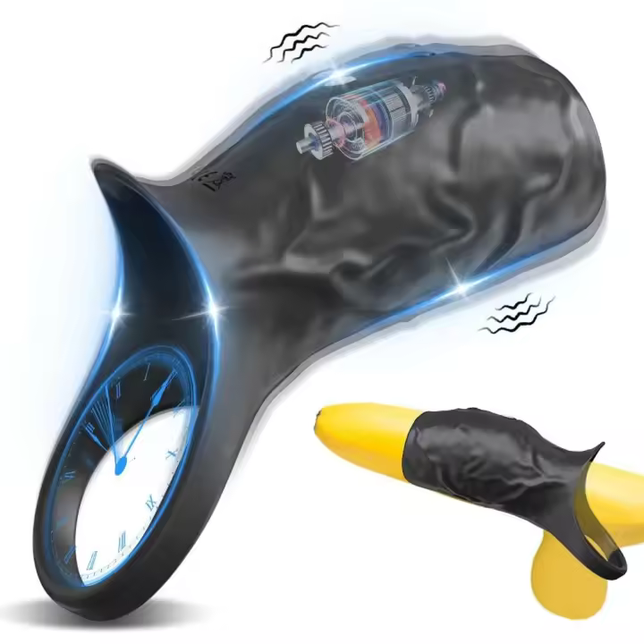 Empaque privado SEX Anillo vibrador de manga Vibrador Extensor de pene Testículos Estimulación del punto G Juguetes sexuales para hombres - 1