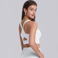 Sujetador deportivo de nailon para mujer, camiseta sin mangas de color sólido, transpirable, de secado rápido - details 3