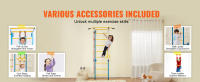 SucceBuy Gimnasio de jungla interior 5 en 1 para niños pequeños, juego de escalada con escalera sueca de acero al carbono, escalera de pared, barra de dominadas, escalera de cuerda, anillos de gimnasia, soporta 220 libras, multicolor - details 1