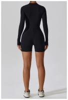 Traje de gimnasio de yoga para mujeres mono deportivo de manga larga con medio cierre sobre todo el cuerpo ropa de fitness para entrenamiento - details 6