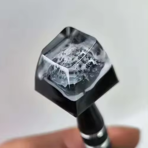 Teclado DIY NICAL Portero de Resina, Cruz de Nieve, Lista de Regalos ESC Personalizada, Teclas Transparentes en Montaña Fuji - 1