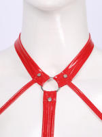 Sujetador Sexy de copas abiertas para mujer, sujetador con pezones expuestos, aspecto húmedo, charol, cuello Halter, Top con espalda al aire, lencería erótica, ropa de dormir - details 16