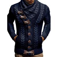 Cardigan de Cuello Alto para Hombres Manga Larga Ajuste Suelto Moda Casual Punto de Lana - details 13