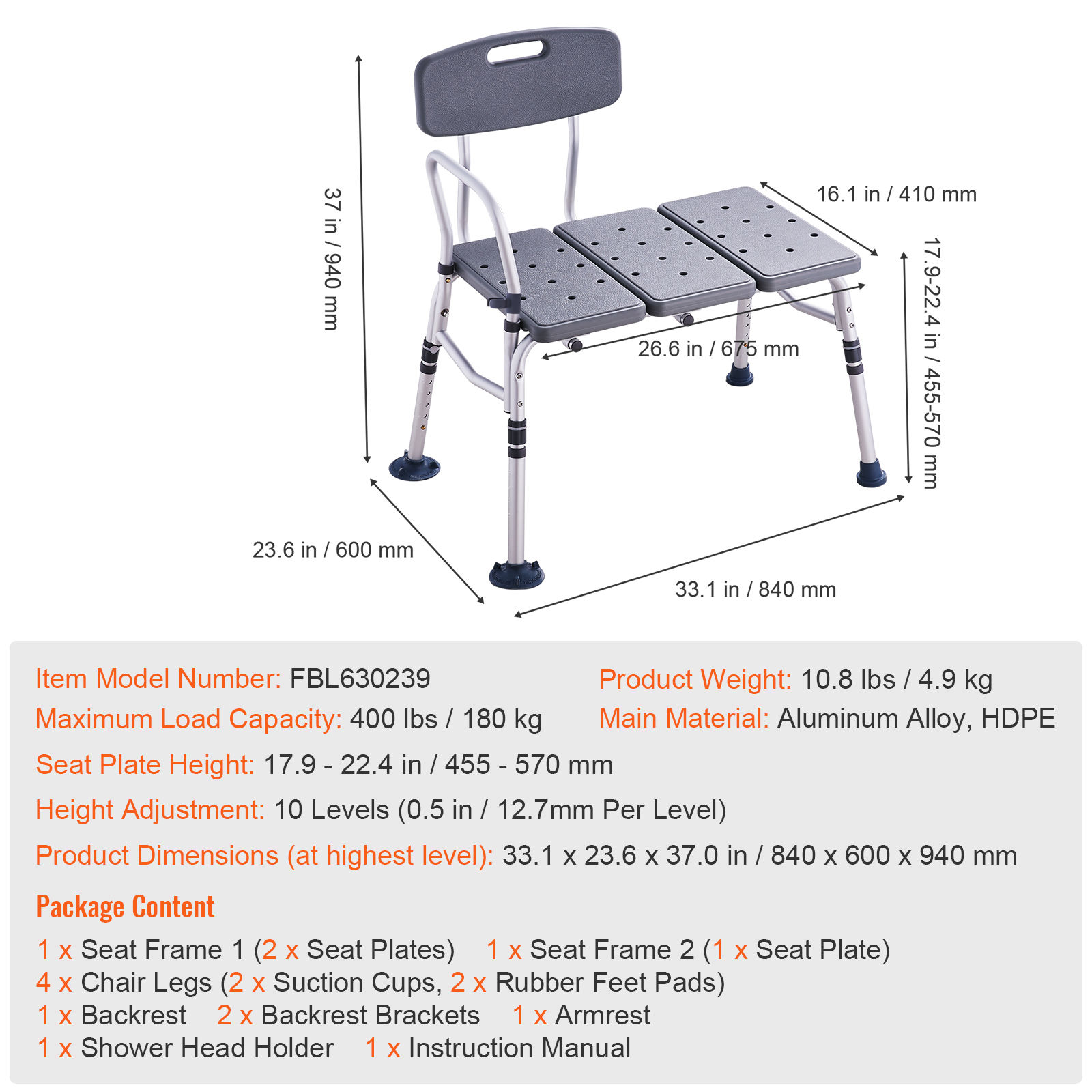 ÉxitoBuy 360 °   Silla de ducha giratoria, asiento ajustable con brazos giratorios para bañeras y duchas, silla de bañera antideslizante