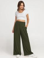 Pantalones de moda para mujer con cintura alta y piernas anchas sólidas para - details 15