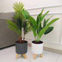 Maceta con soporte de madera para plantas, estante de exhibición para interiores, escritorio, decoración de sala de estar, maceta de flores de pie - details 1