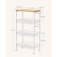 Carro de 4 Niveles, Carro Estrecho de Cocina con Ruedas, con Asa, para Espacio Reducido, 22 x 45,4 x 77 cm, para Cocina, Baño, Salón, Estudio, Marrón Rústico y Negro - details 59