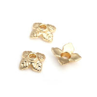 50 Uds. De cuentas redondas de latón de Color dorado de 18K, tapas de hojas de árbol y flores, suministros para hacer cuentas de joyería, accesorios Diy - details 86