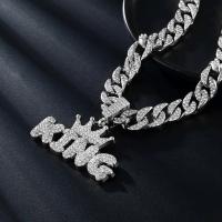 Collar de Cadena de Hip Hop con Letras Rey y Reina 13mm de Miami Encanto de Joyería de Moda para Hombres y Mujeres - details 5