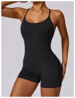 Mono de Yoga Cruzado Top Corto sin Mangas Material de Nylon Estilo Sólido Para Primavera/Verano - details 2
