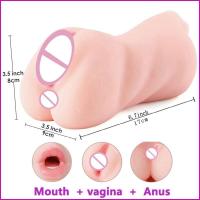 Leten 3 en 1 juguetes sexuales masturbación para hombres Garganta Profunda Artificial Real Pussy Oral masturbador masculino mamada realista Vagina de goma - details 5