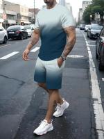 Nueva ropa deportiva con estampado 3D para hombre, conjunto de fitness, traje para correr, camiseta informal + conjunto de pantalones cortos, ropa deportiva transpirable para correr, traje a rayas - details 8